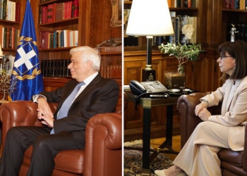 (Ξένη δημοσίευση) Ο Πρόεδρος της Δημοκρατίας Προκόπης Παυλόπουλος (Δ) συνομιλεί με τον πρόεδρο της Νέας Δημοκρατίας Κυριάκο Μητσοτάκη (Α) κατά τη διάρκεια της συνάντησής τους στο Προεδρικό Μέγαρο,  Δευτέρα 31 Οκτωβρίου 2016.   ΑΠΕ-ΜΠΕ/ΓΡΑΦΕΙΟ ΤΥΠΟΥ ΝΔ/ΔΗΜΗΤΡΗΣ  ΠΑΠΑΜΗΤΣΟΣ