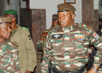 FILE PHOTO: General Abdourahmane Tiani, who was declared as the new head of state of Niger by leaders of a coup, arrives to meet with ministers in Niamey, Niger July 28, 2023. REUTERS/Balima Boureima/File Photo